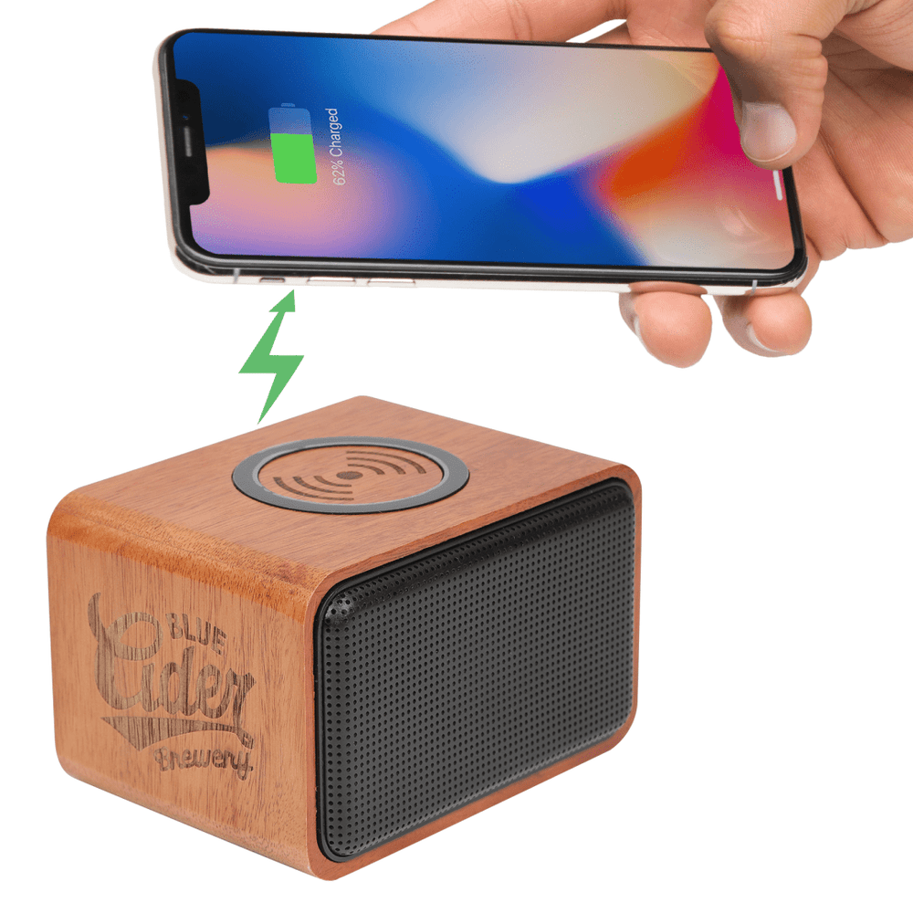 Wood Bluetooth Speaker with Wireless Charging Pad | Audio | Audio, sku-7197-05, Technology | CFDFpromo.com