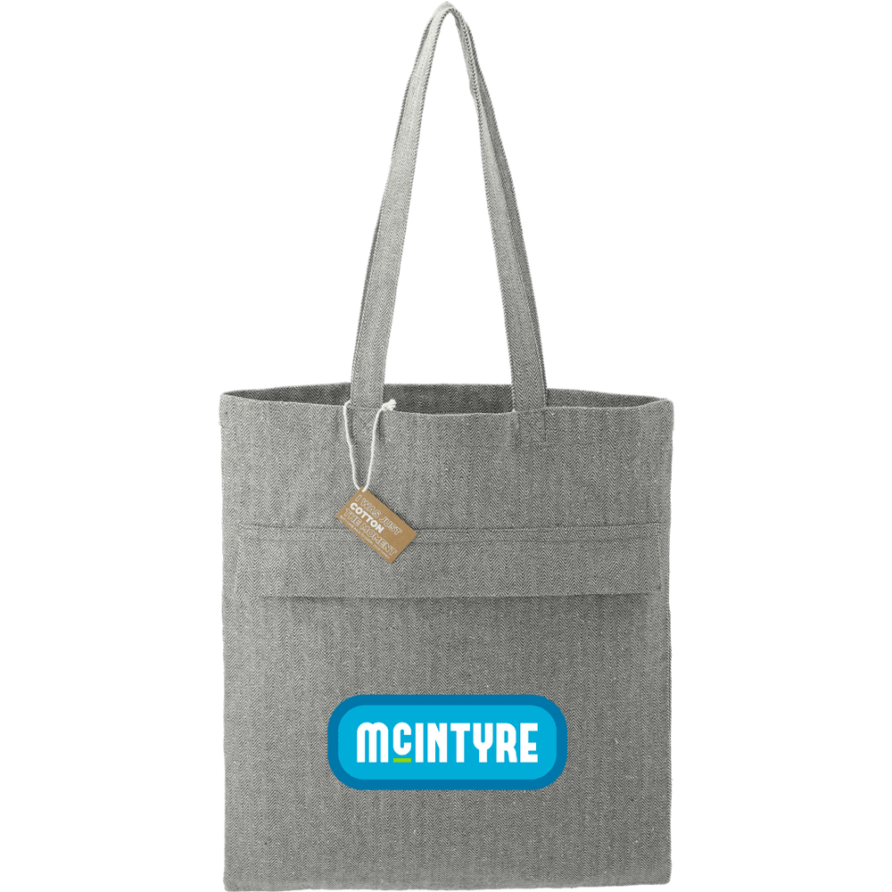 Recycled Cotton Herringbone Tote w/Zip Pocket | sku-7901-10 | CFDFpromo.com