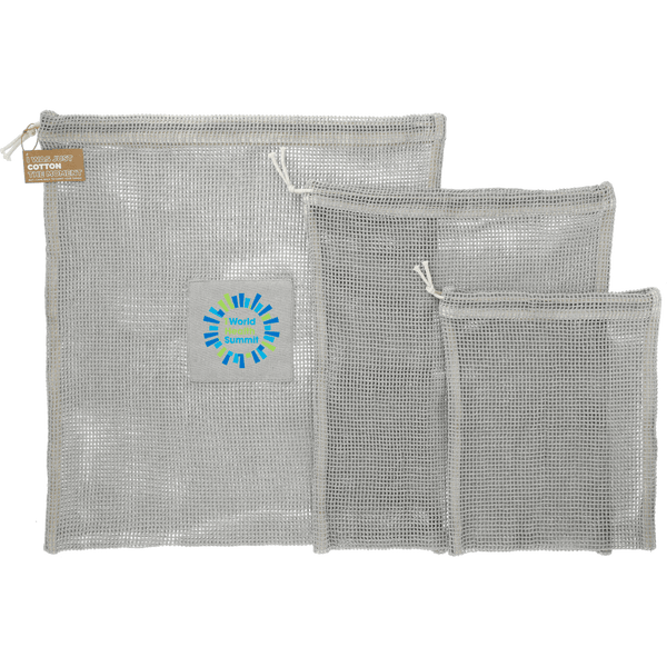 Recycled Cotton Mesh Cinch Pouch Set