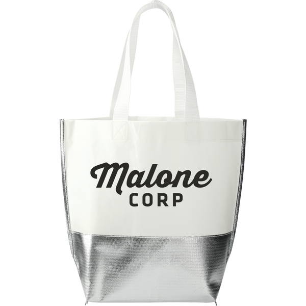 Large Laminated Metallic Bottom Tote