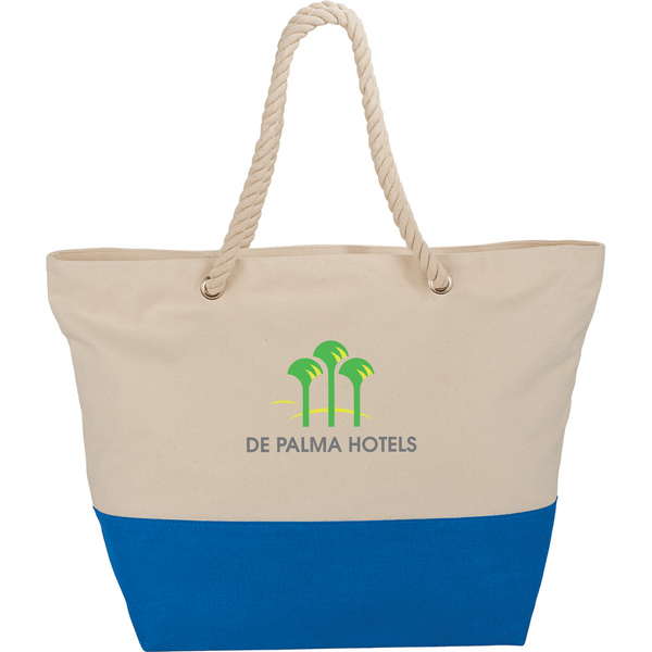 Zippered 12oz Cotton Canvas Rope Tote
