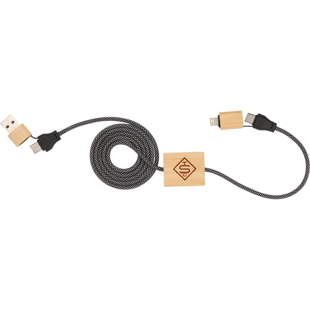 Câble de charge 5-en-1 100W pour ordinateur portable en bambou 100% certifié FSC®