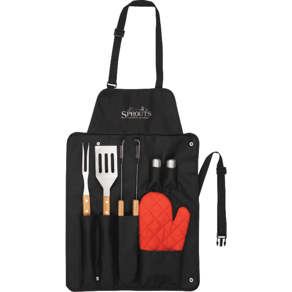 BBQ Now Apron and 7 piece BBQ Set