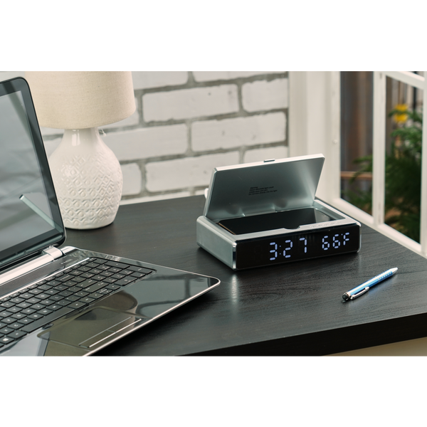 Horloge de bureau désinfectante UV avec chargement sans fil