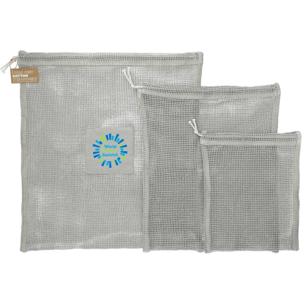 Recycled Cotton Mesh Cinch Pouch Set | Travel Bags & Accessories | Bags, sku-7901-19, Travel Bags & Accessories | CFDFpromo.com